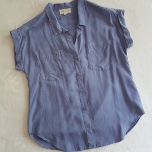 cloth & stone Blue Button-Down Short Sleeve Shirt